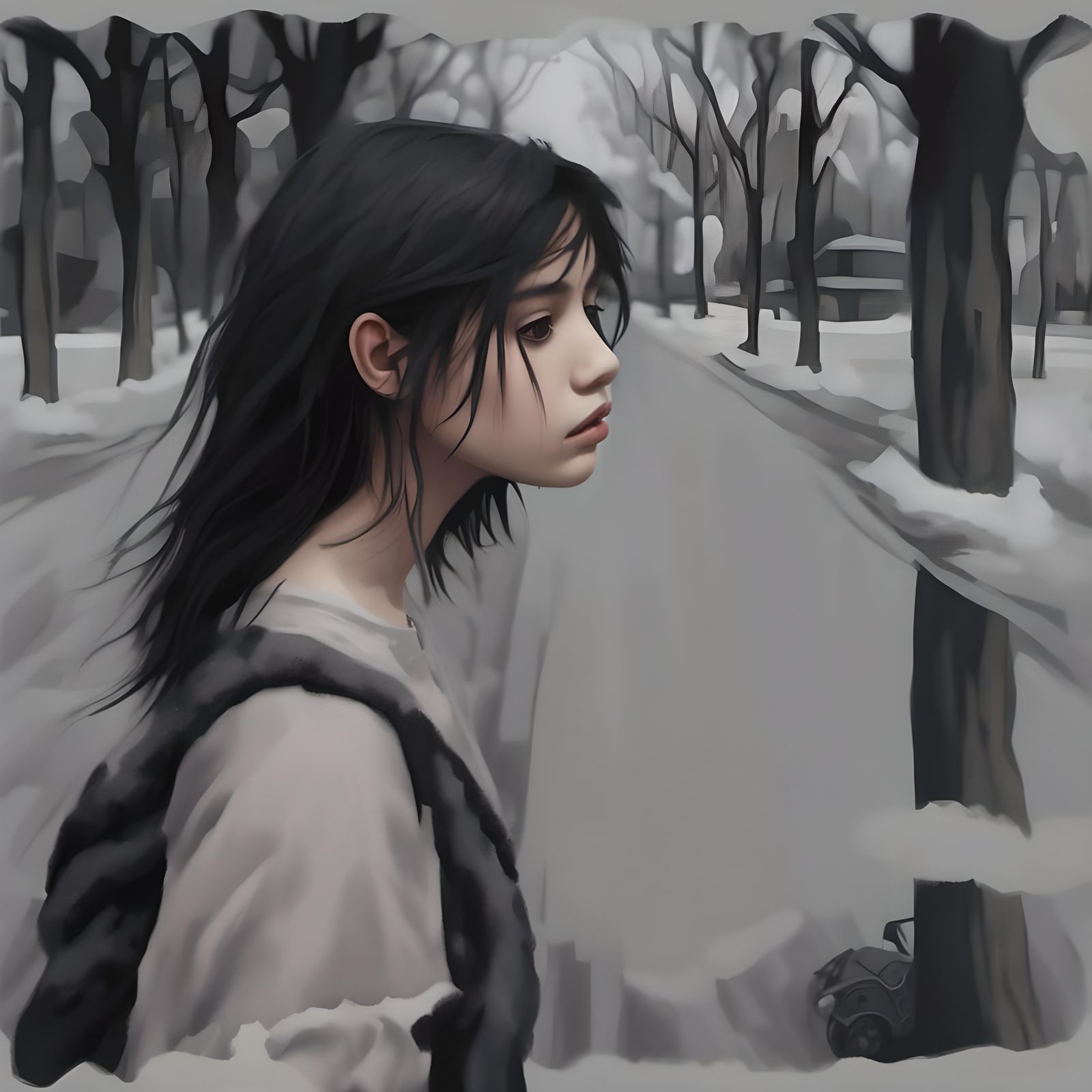 Desolate Figure in Tragic Landscape