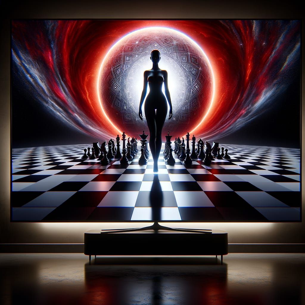 Majestic African Descent Woman Dominates Enigmatic Chessboar...