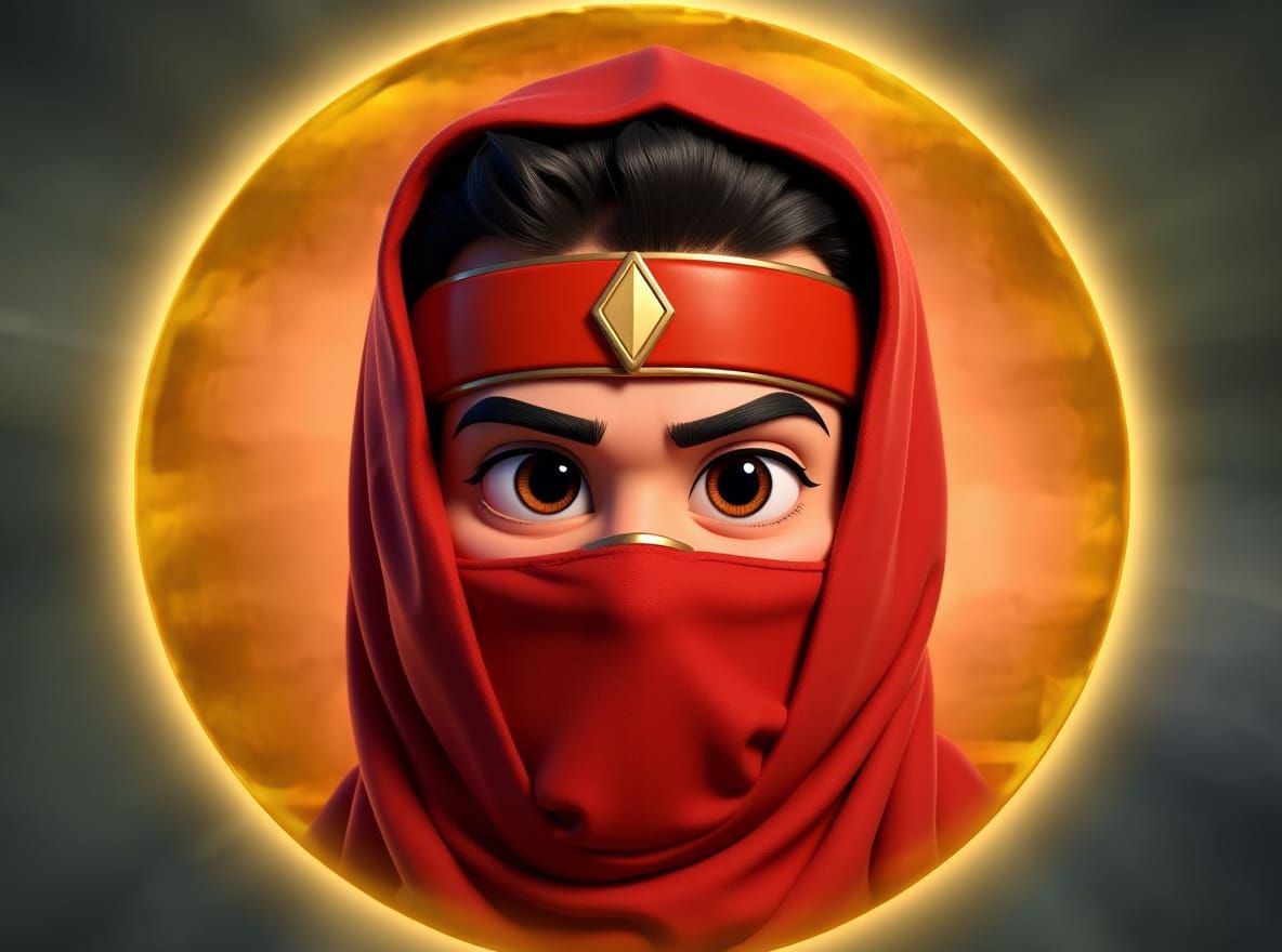 Red Ninja Ranger in Disney Pixar Style