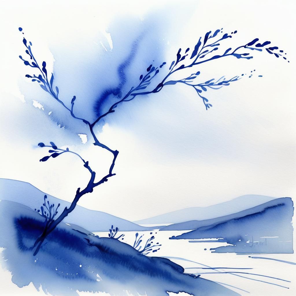 Sapphire Landscape as Watercolor Painting