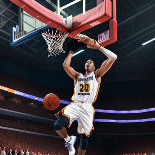 Basketball Player's Slam Dunk from Rim POV