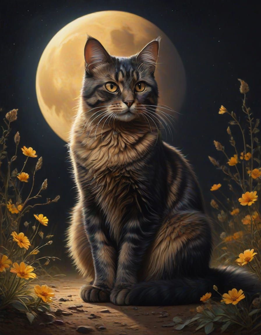 Hyperrealistic Oil Painting of Tortoiseshell Cat