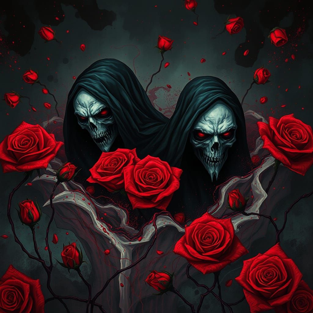 Surreal Vampires in Crimson Whirlpool, Dark Gothic Fantasy A...