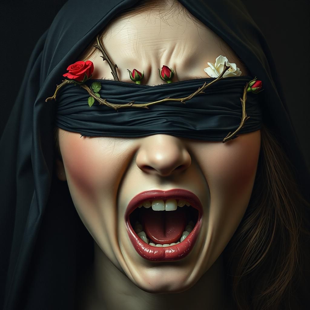 Woman's Face in Anguish as Baroque Painting