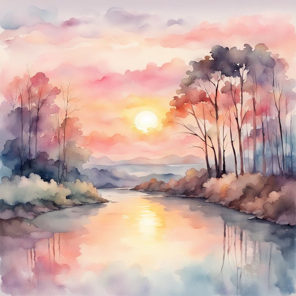 Pastel Watercolors Capture a Beautiful Dawn