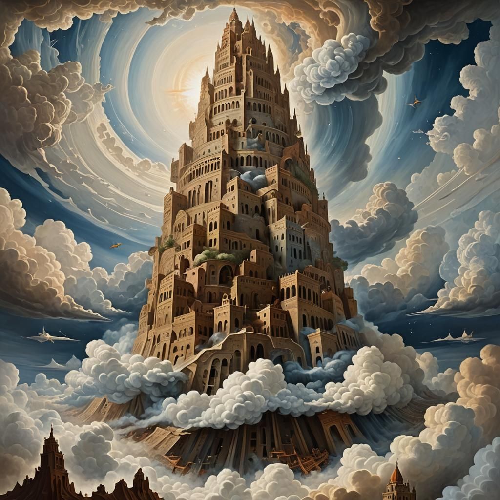 Tower of Babel Emerges from Cloud Vortex