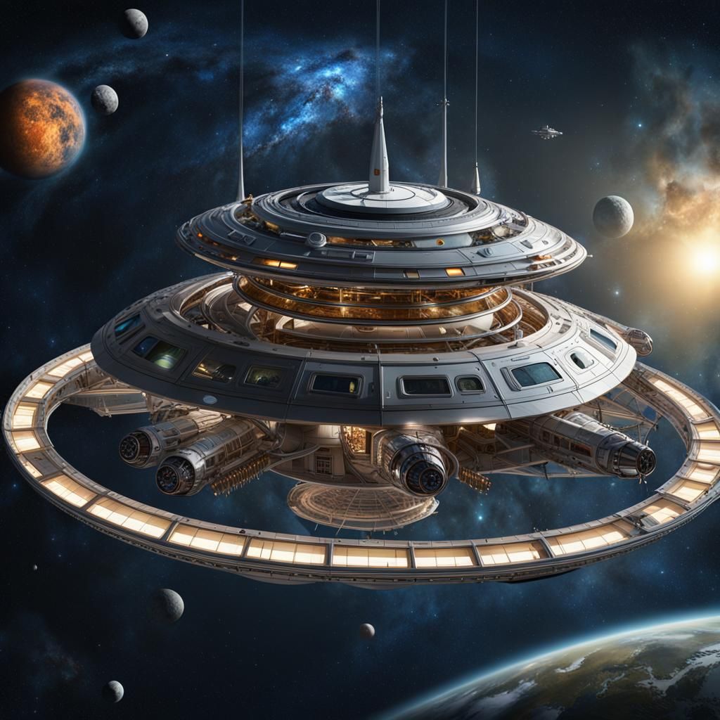 Celestial Nomad: Deep Space Exploration Vessel in Dark Fanta...