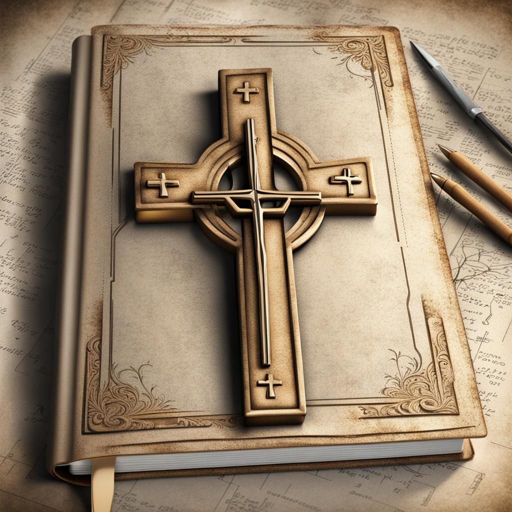 3D Church Journal with Praying Hands and Cross