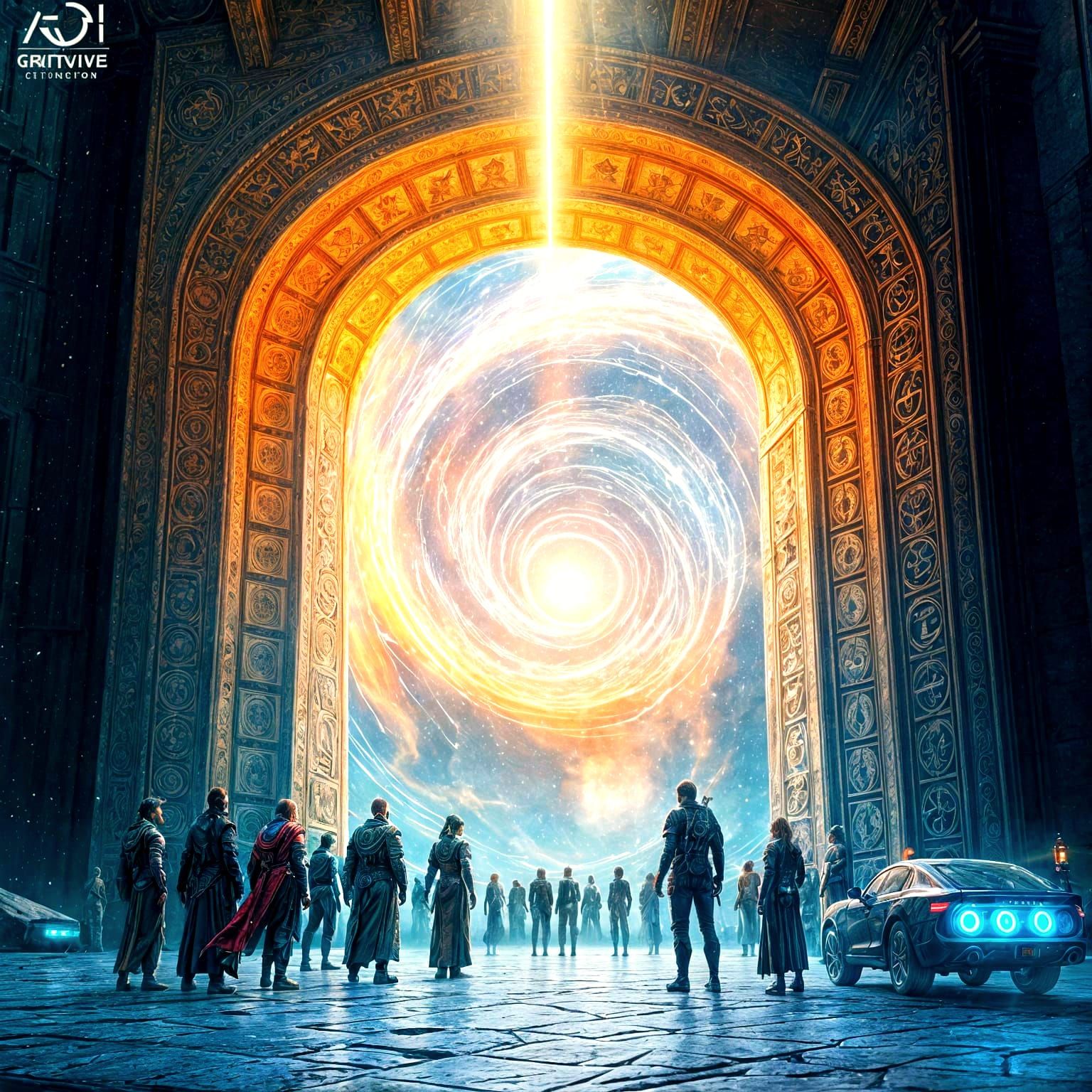 Gateway to Infinite Realms in Vibrant Iridescent Hues