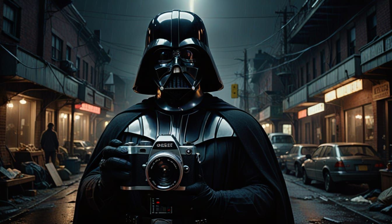 Dark Fantasy Portrait of Darth Vader in a Photographic Momen...