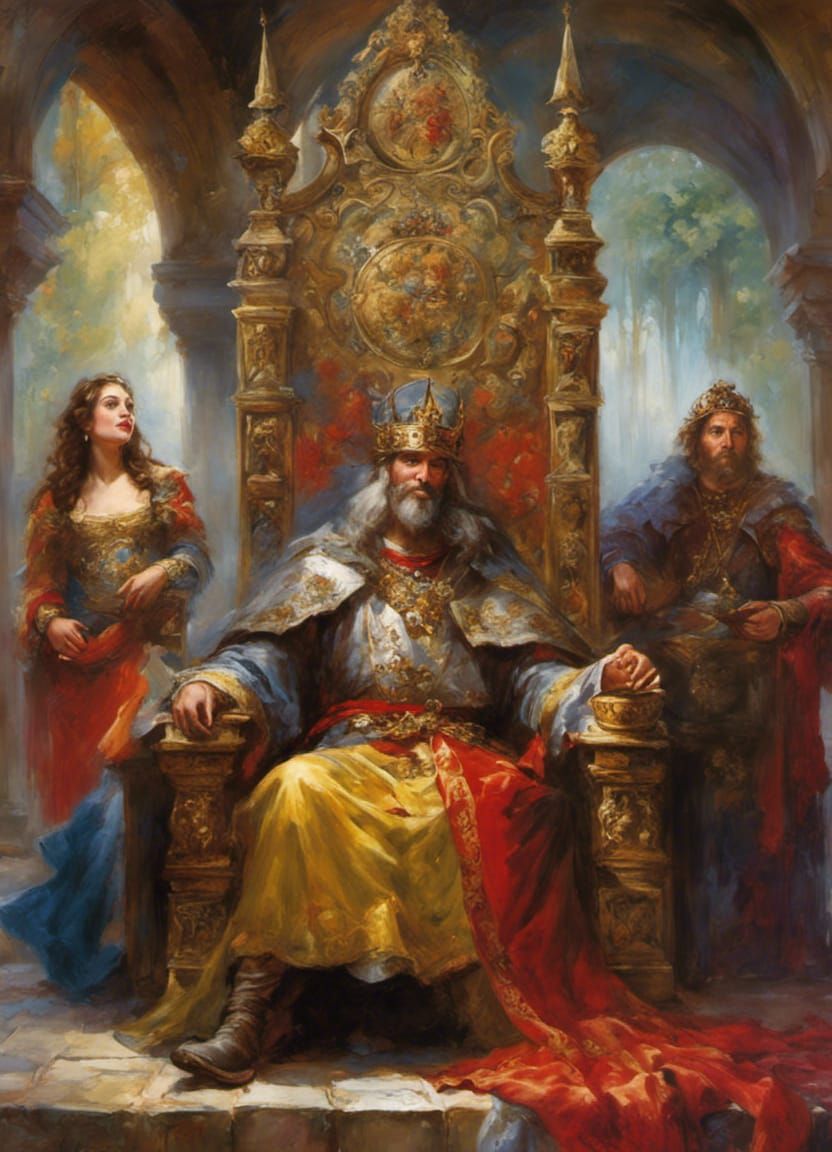 Medieval king sitting on throne