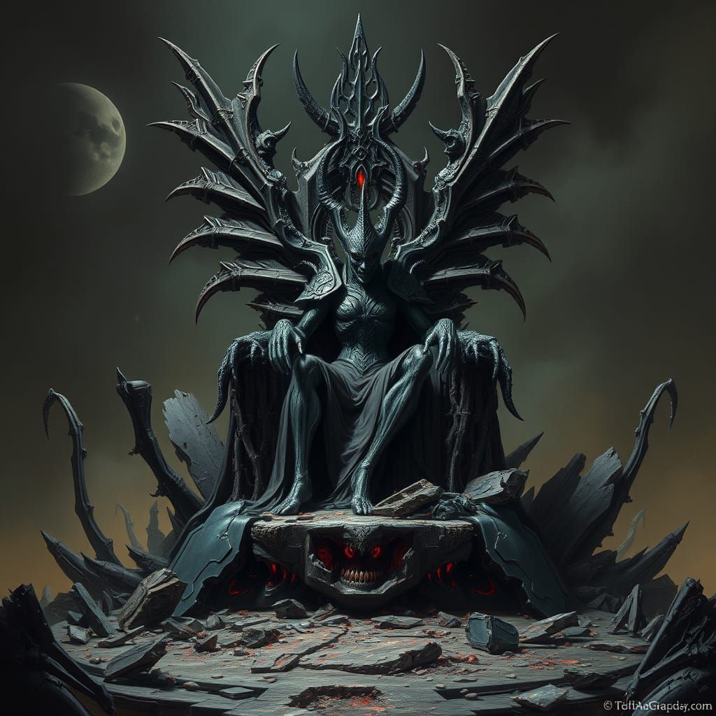 A statue of Kaela Mensha Khaine in his aspect of Lord of Mur...