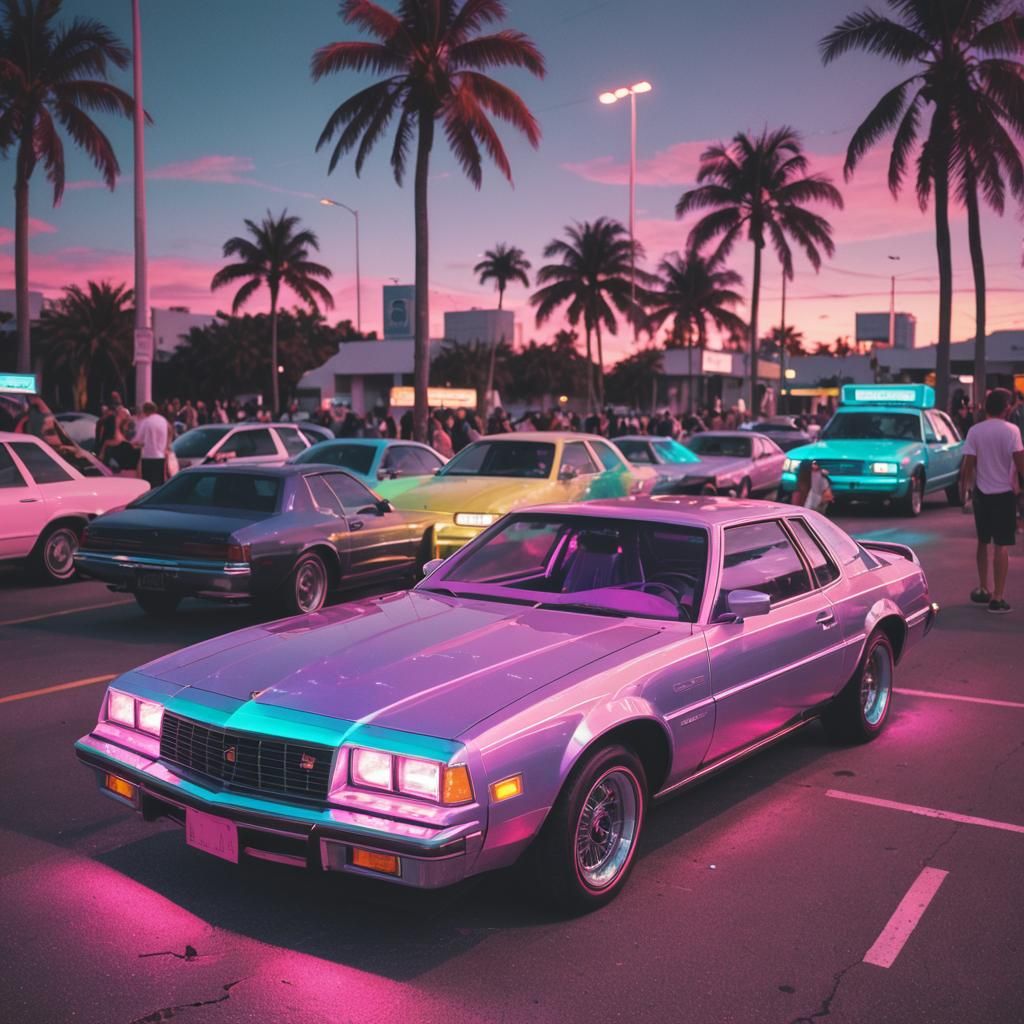 Neon Dreamscape in Retro Daytona Beach