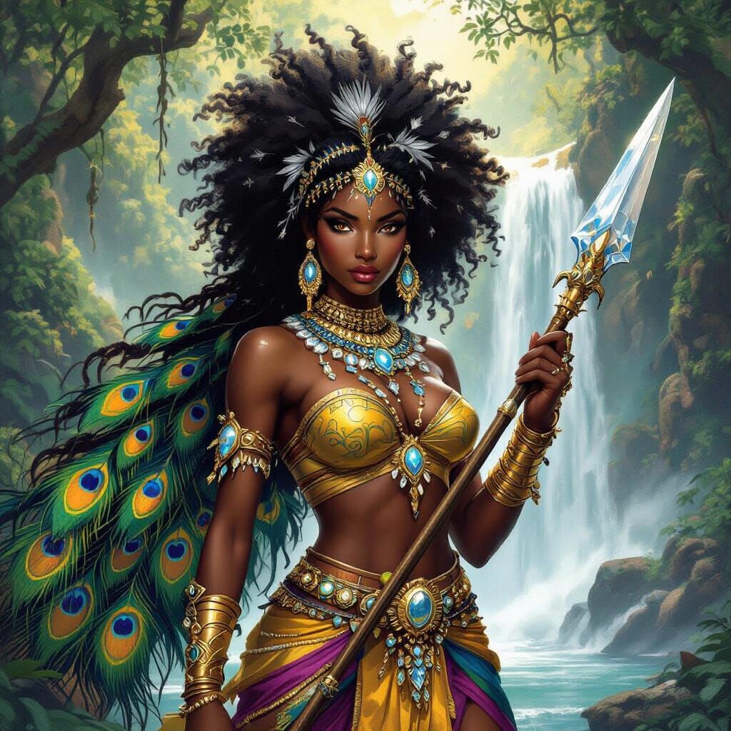 Tribal Goddess Warrior in Fantasy Landscape