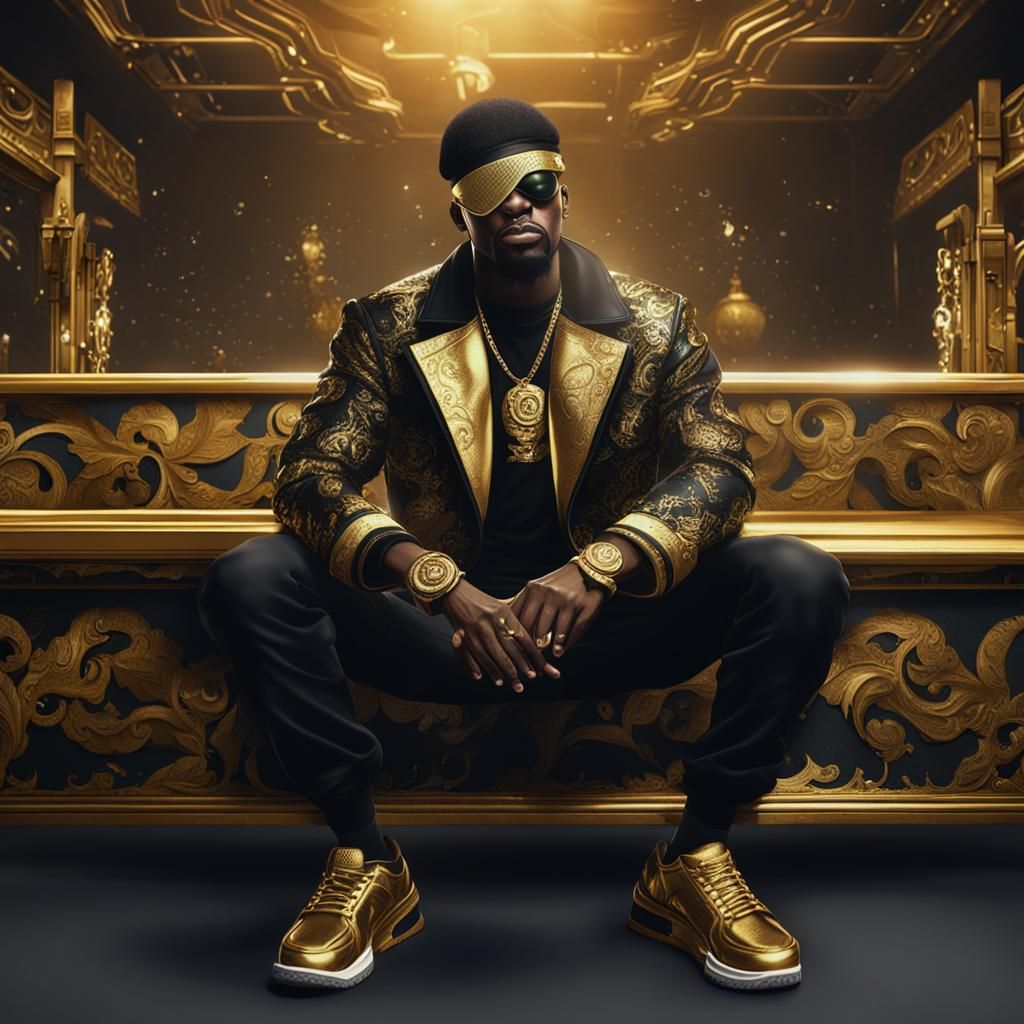 Hiphop Pimp with Eyepatch: Detailed Matte Painting