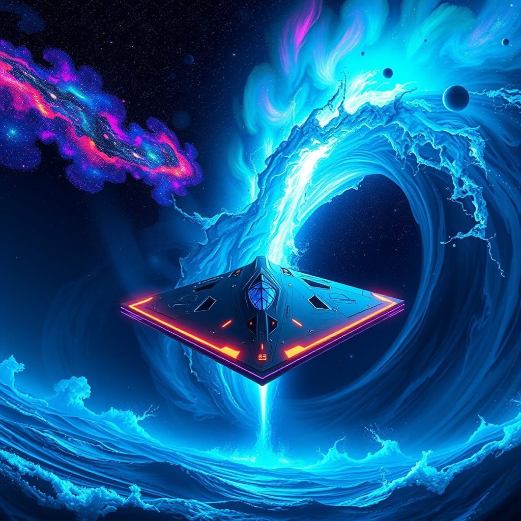 Majestic Triangle-Shaped Spaceship Enters Wormhole into Cosm...