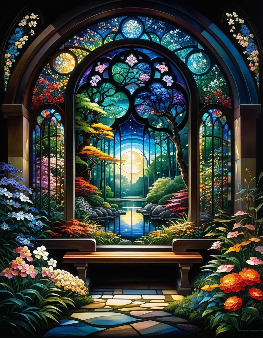 Stained Glass in a Botanical Garden