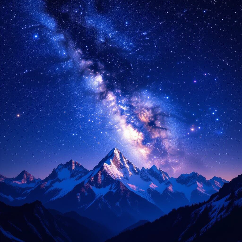 Milky Way Over Majestic Mountains at Night