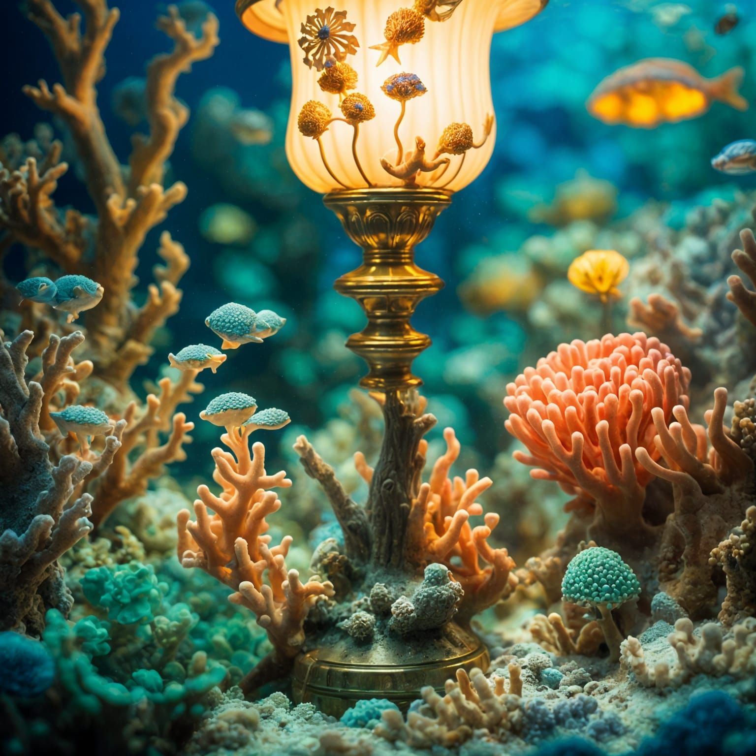 Coral Reef Lamp in Luminous Style