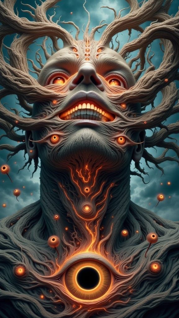 Fractal Faced Man: A Hyperrealistic Mindscape