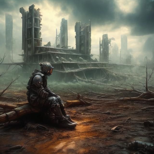 Mechanoid Medusa Warrior in Post-Apocalyptic Setting