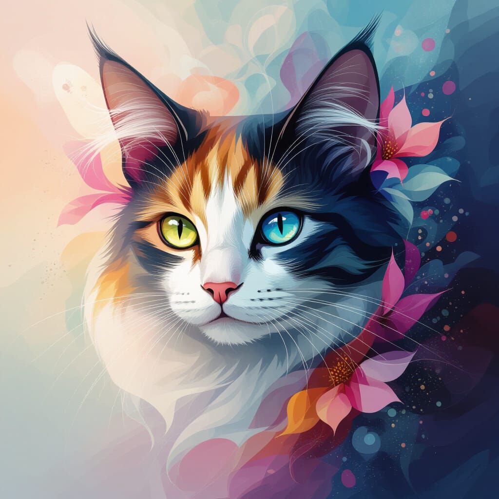 Abstract Cat Beauty in Surreal Digital Art