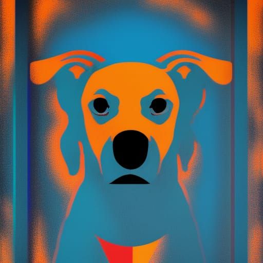 Pop Art Dog in Geometric Bauhaus Style