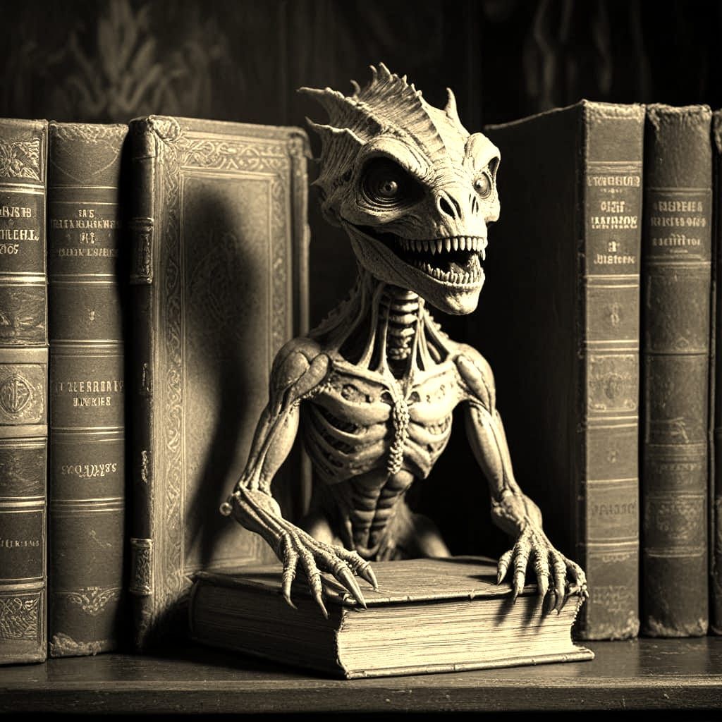 Victorian Hunters' Alien Reptilian Trophy