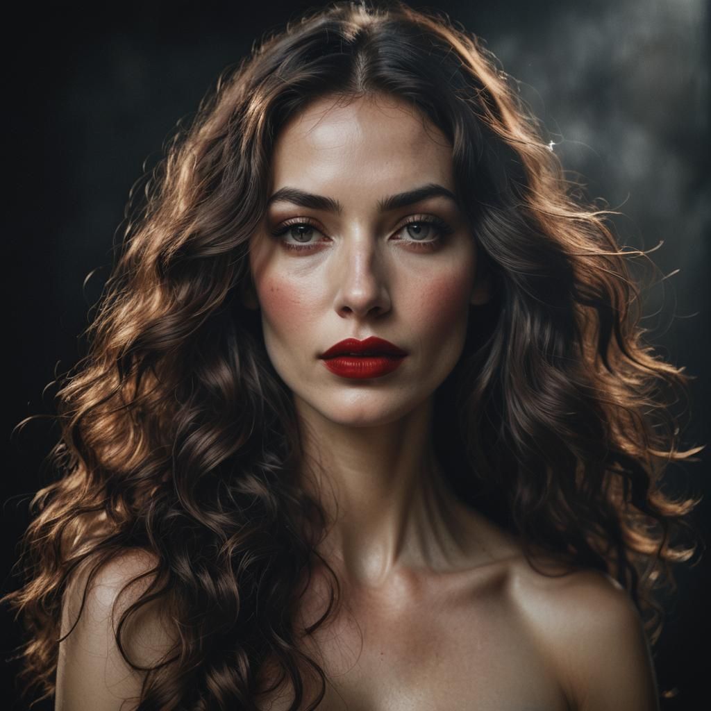 Bohemian Woman Portrait in Hyperrealism Style