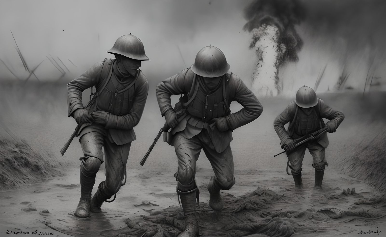 Battle of Passchendaele: Mud and Mortar in Charcoal