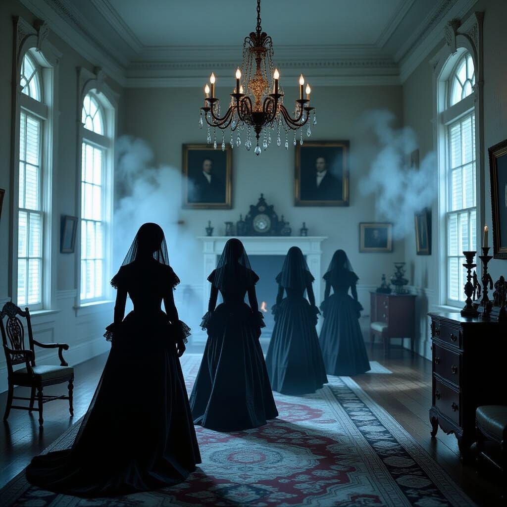 Haunted Southern Plantation Mansion with Ghosts in Cinematic...