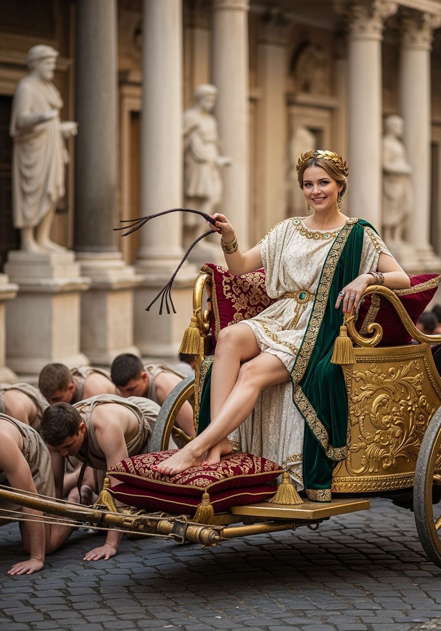 Roman Empress in Gold Chariot: Professional Photography