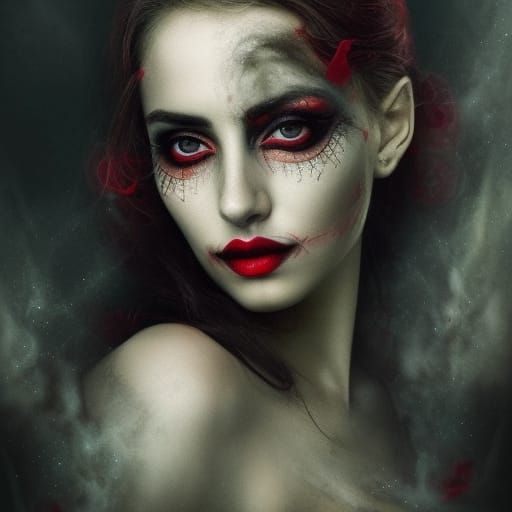 Ana de Armas as Ghost in Dark Fairytale Style