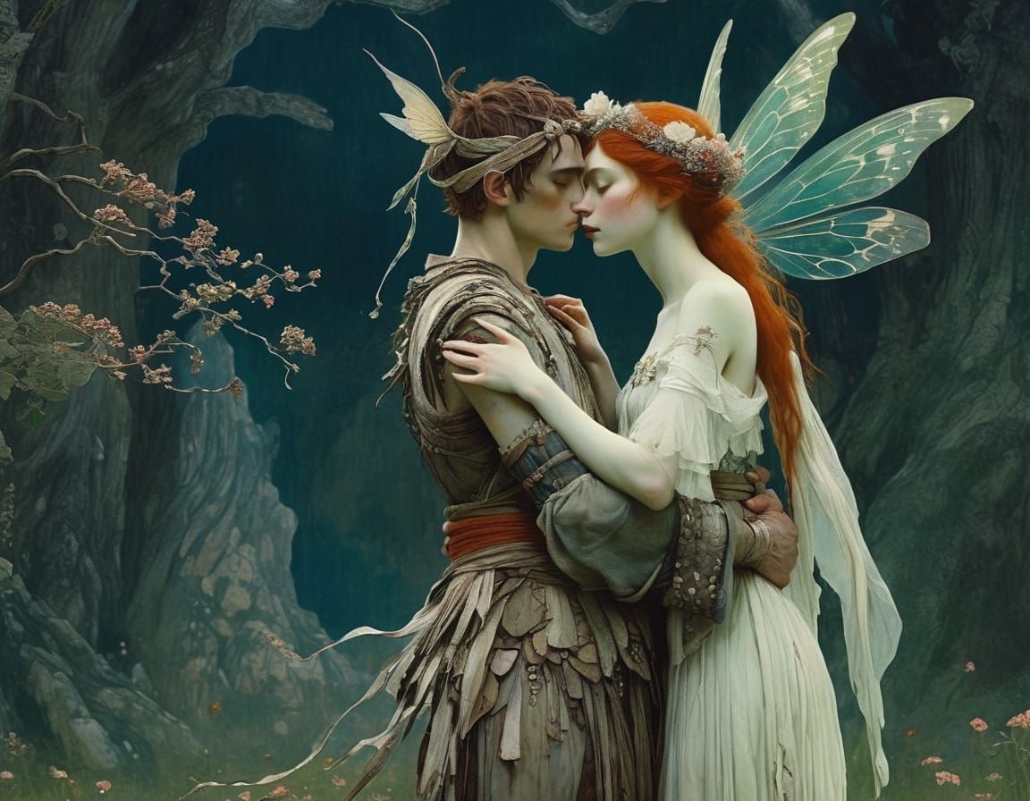 Enigmatic Fairy Goddess and Pan Dance in Whimsical Detail