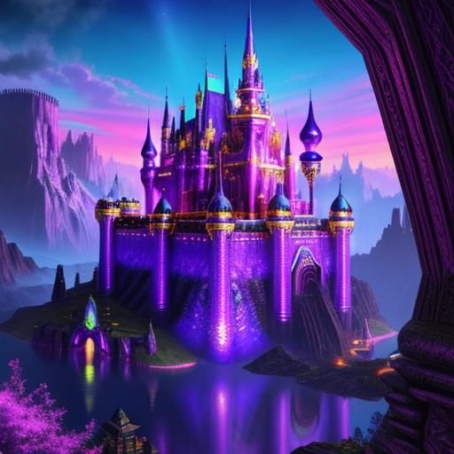 Psychedelic Fantasy Castle with Vibrant Details