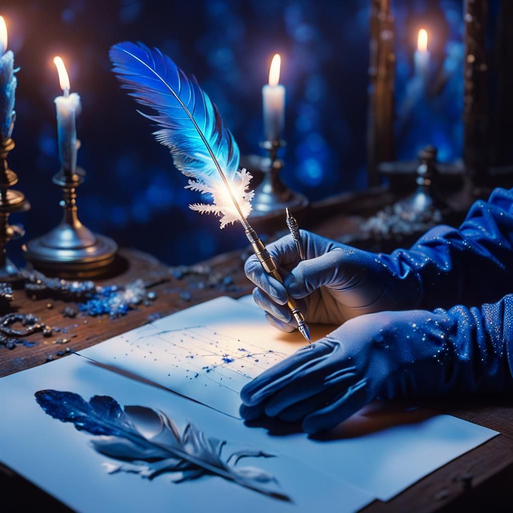 Mystical Aurora Quill Pen in Oil Painting Style