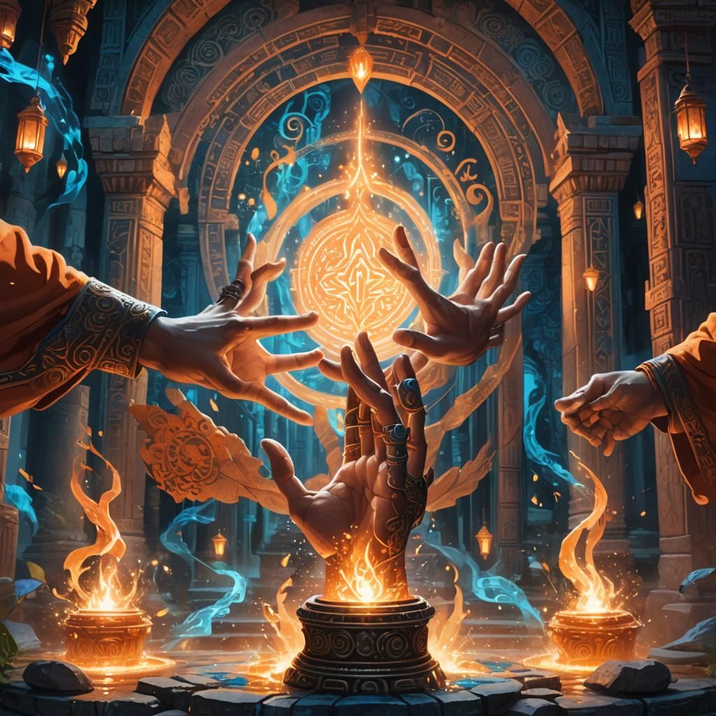 Magical Hands Unite in Ancient Temple