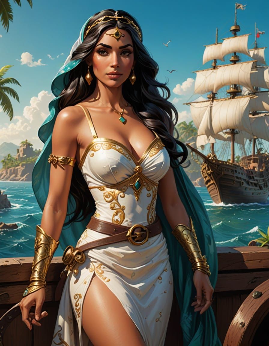 Romantic Pirate Princess in Elegant Wedding Attire