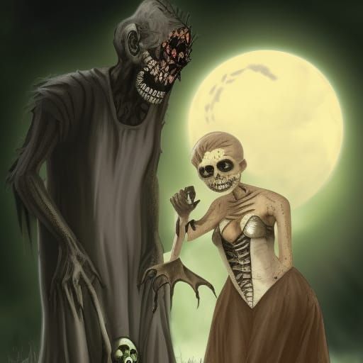 Queen of Frankenstein with Halloween Ghouls