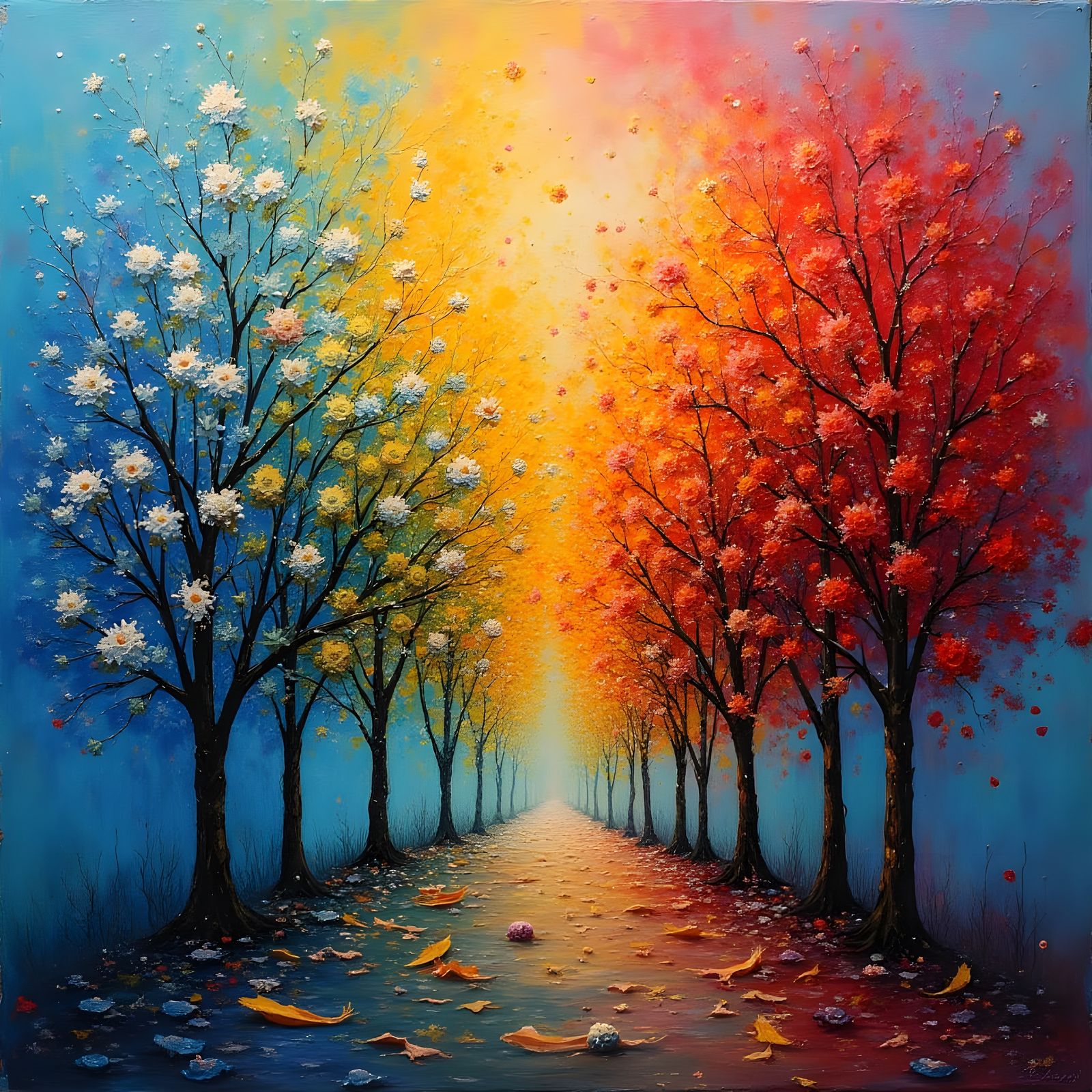 Vivaldi's Seasons in Vibrant Neo-Impressionist Oil Painting
