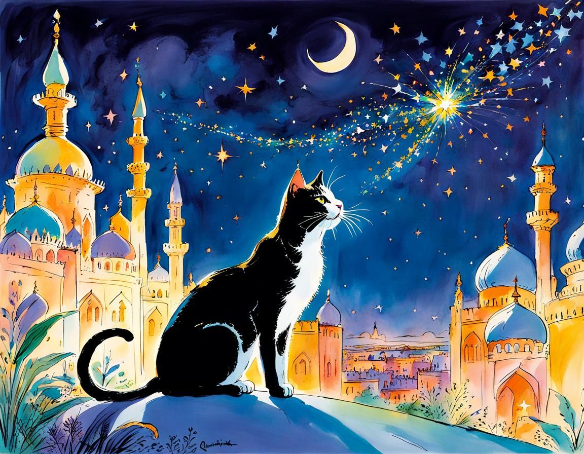 Cat experiencing Arabian Nights
