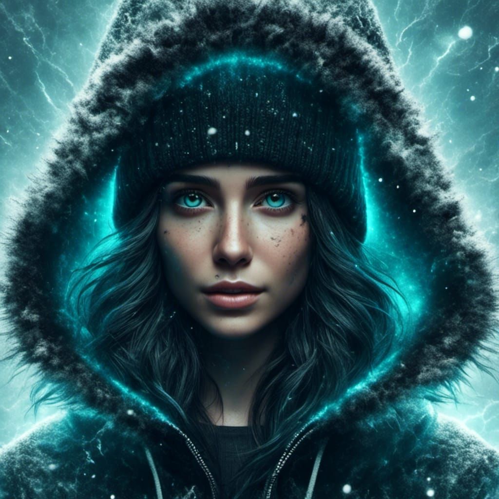 Hyperrealistic Woman Emerges from Cosmic Wormhole in 3D