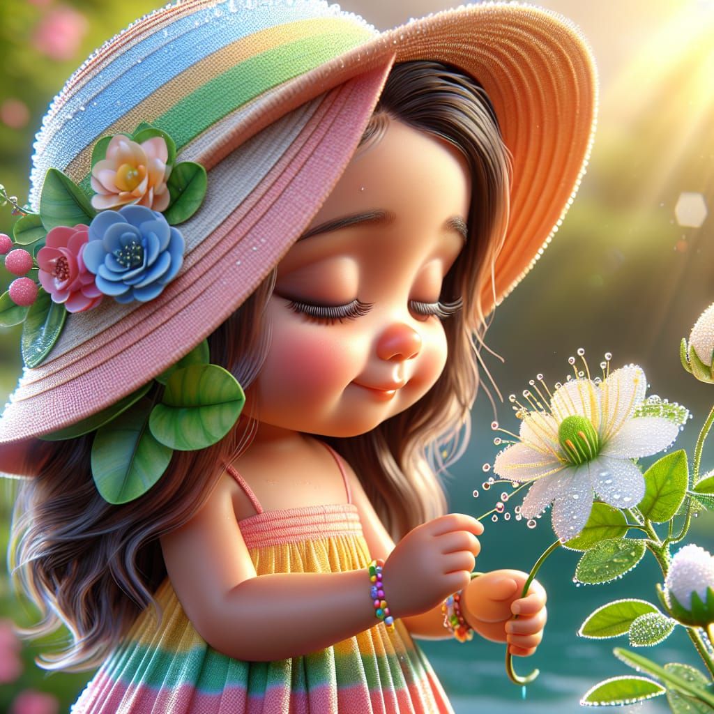 Disney Pixar style 3D adorable little tan skinned girl, wear...