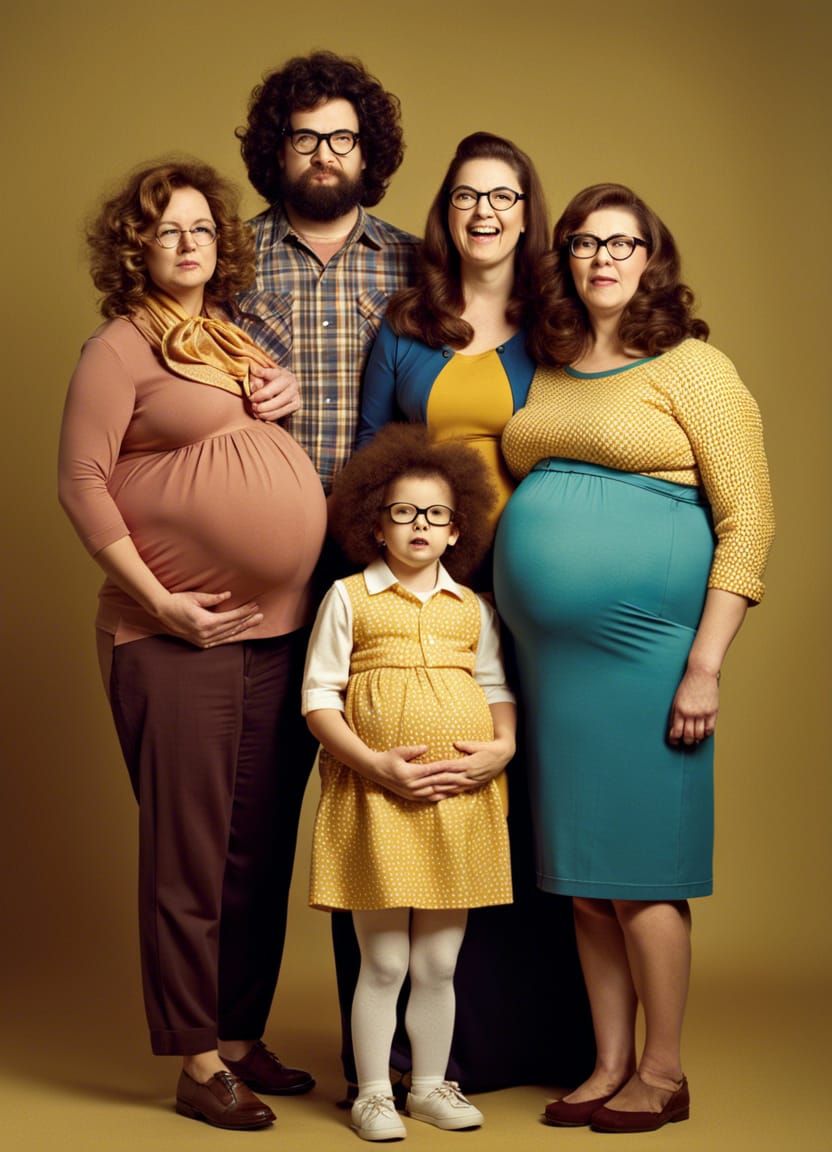 Awkward Family Portrait in Detailed Studio Photography