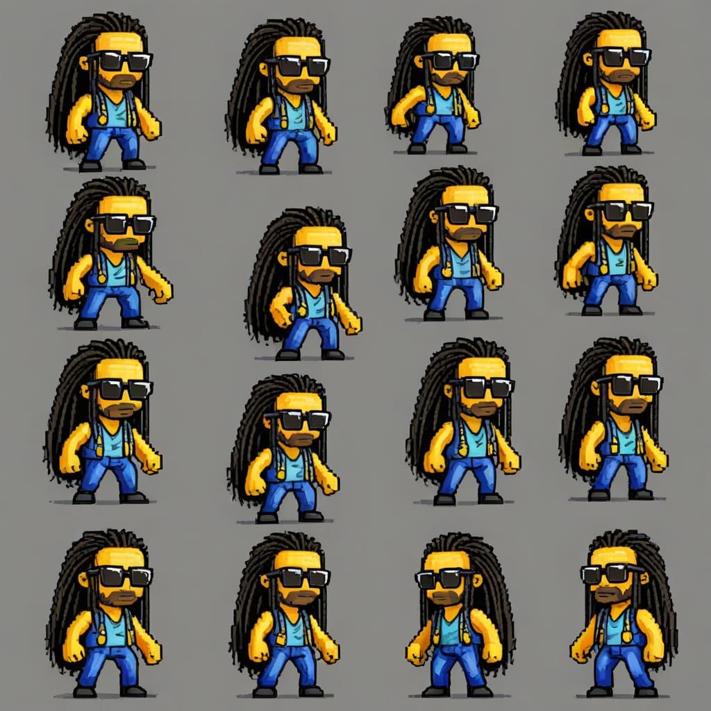 Surreal 16-Bit Pixel Art of Stoner Banana Man in Oversized S...