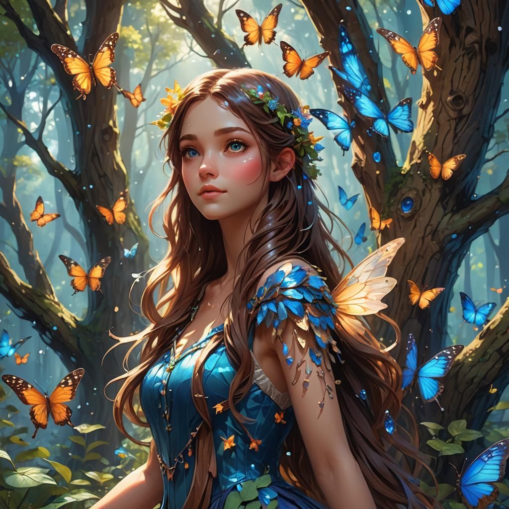 Ethereal Fairy Girl in Forest Village Concept Art