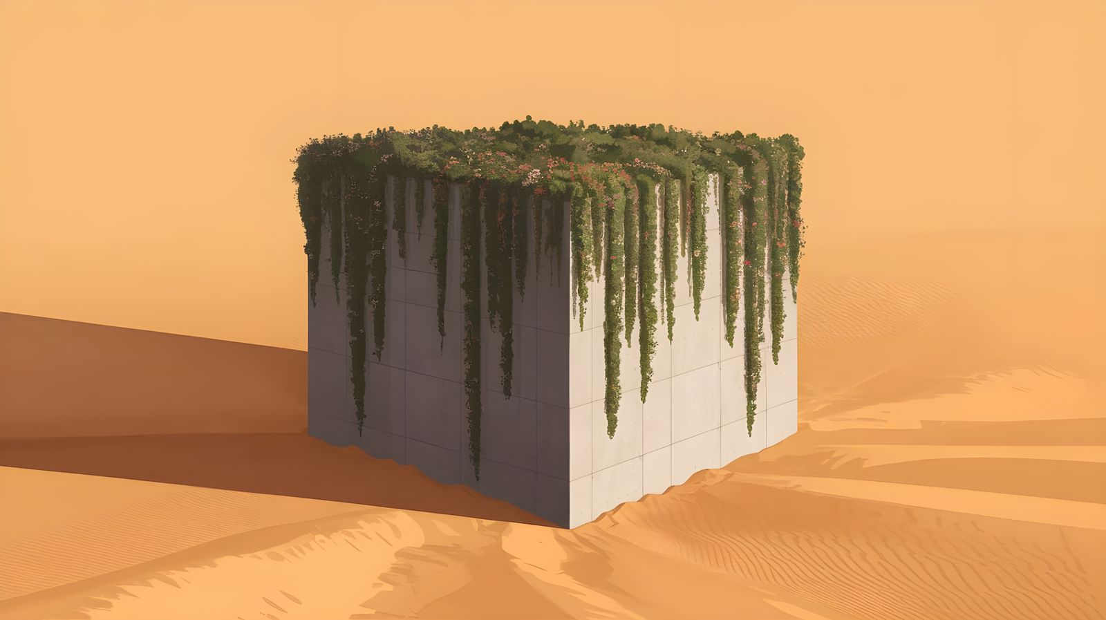 Majestic Concrete Oasis in Arid Desert Landscape