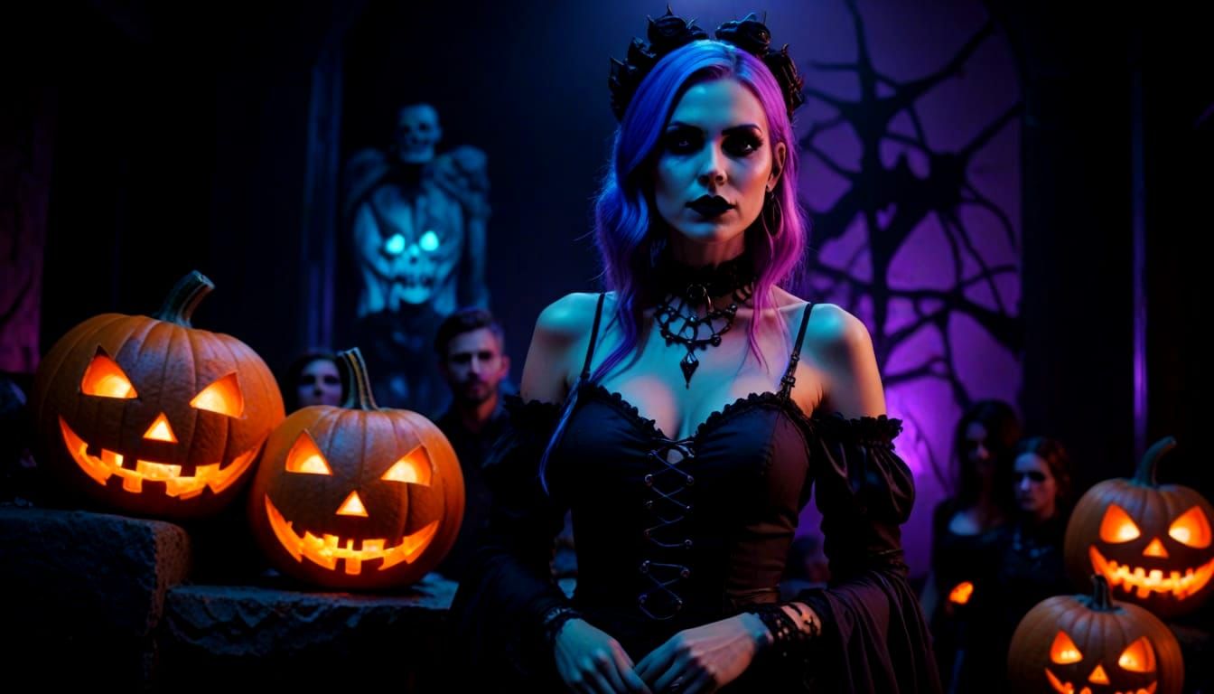 Modern Gothic Woman at Halloween Party