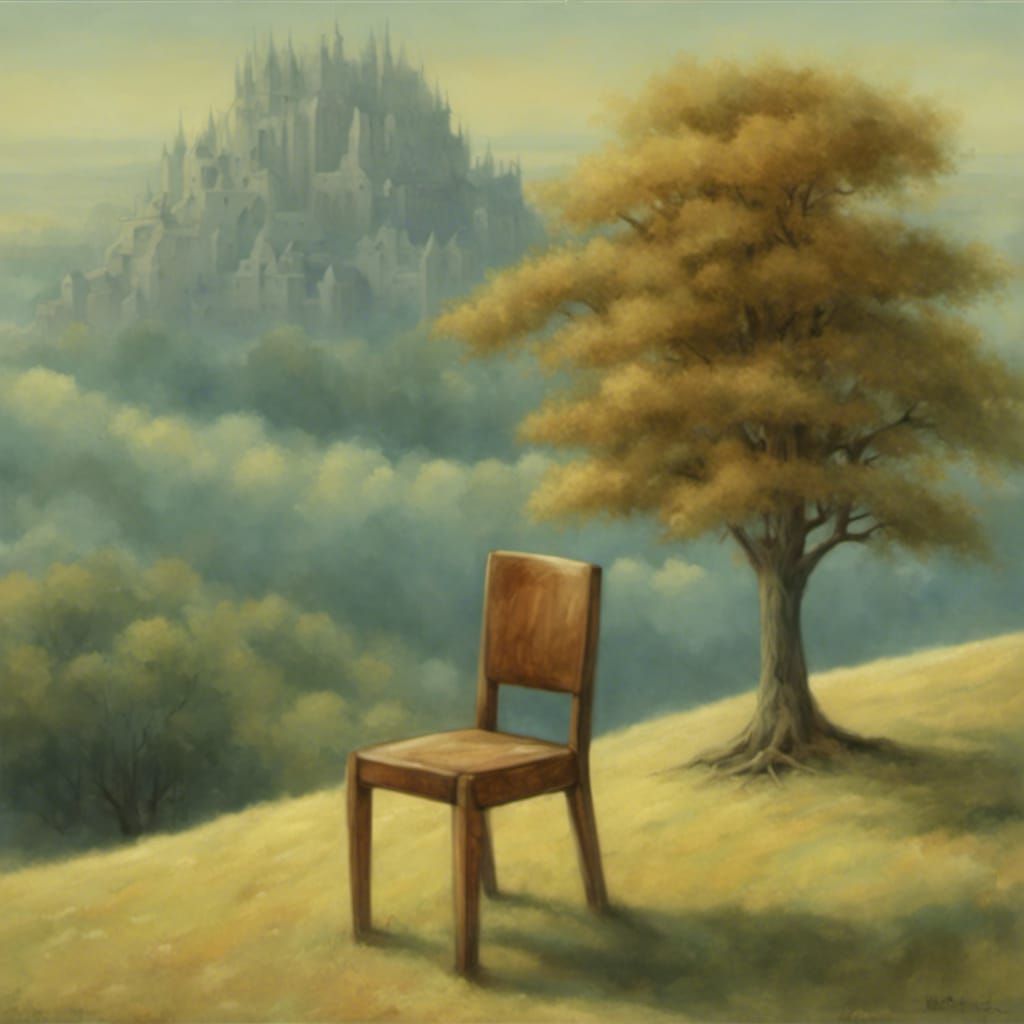 Chair on Hill in Surrealist Style