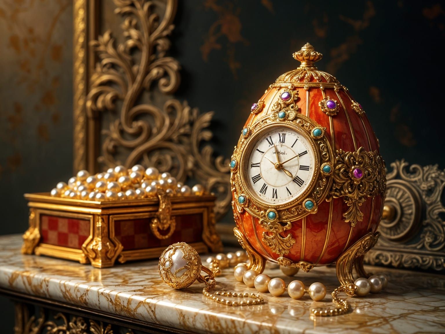 Opulent Oil Painting of Lonely Fantasy Character with Jewele...